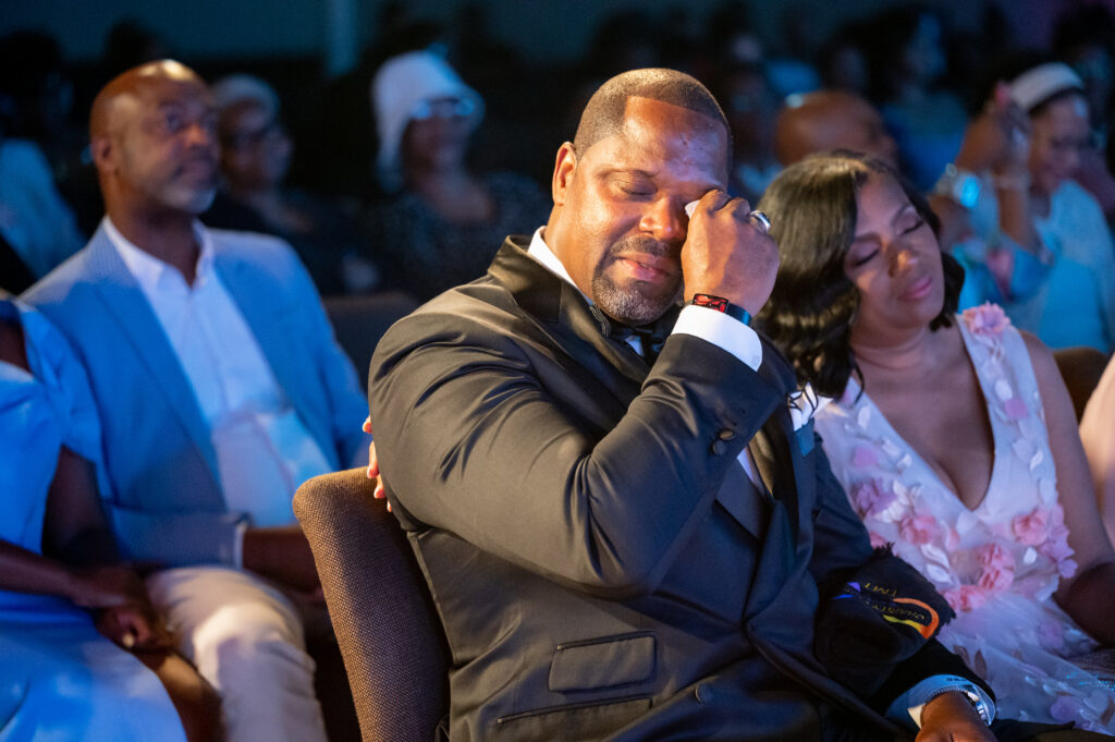 dad crying at ceremony