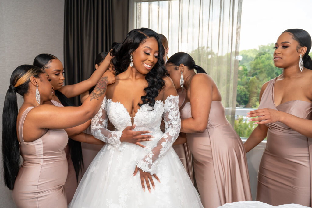 Bride final touches before ceremony